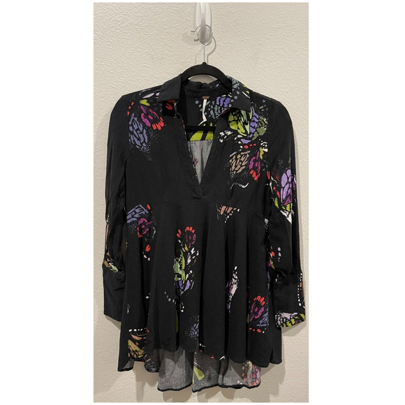 FREE PEOPLE Black Field Of Butterflies Tunic - Picture 3 of 7